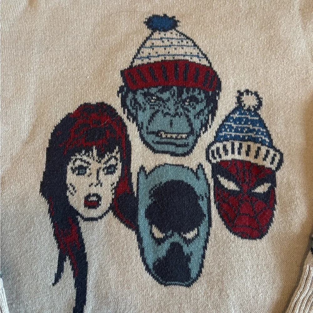 Disney 100 Marvel Knit Sweater XS Spider-Man Villain Winter Crewneck
